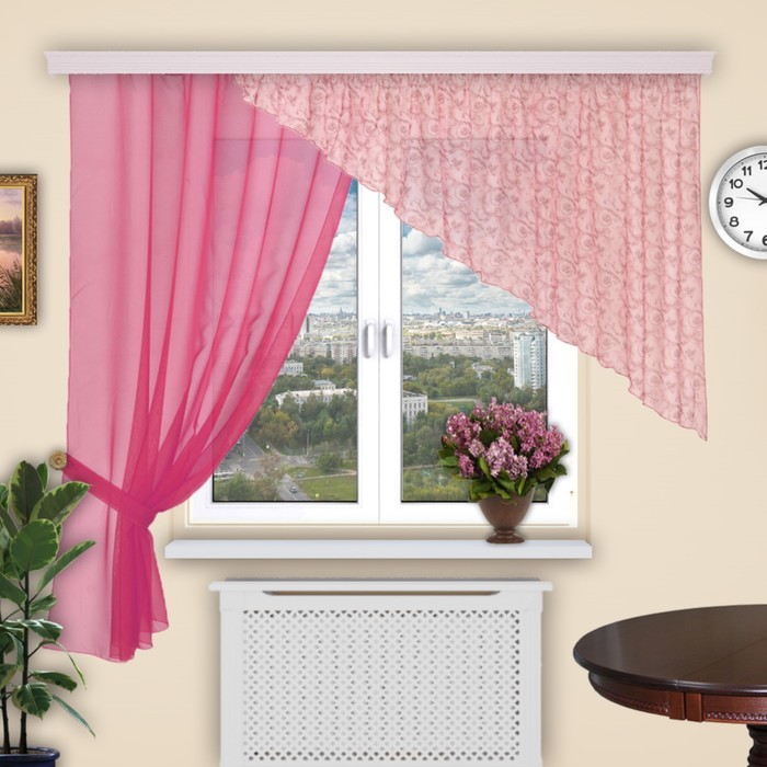 Штора кухонная "Танго", 150х180 см-1 шт., ламбрекен 280х120 см, цвет 260