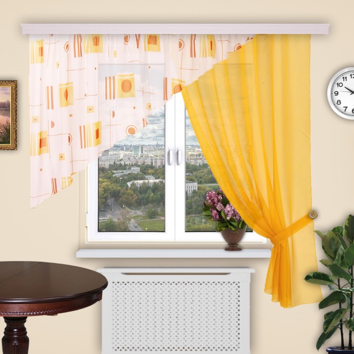 Штора кухонная "Танго", 150х180 см-1 шт., ламбрекен 280х120 см, цвет 252