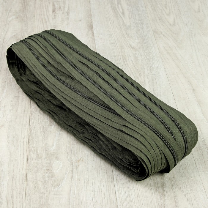 Молния рулонная, спираль, №3, 100м, цвет хаки