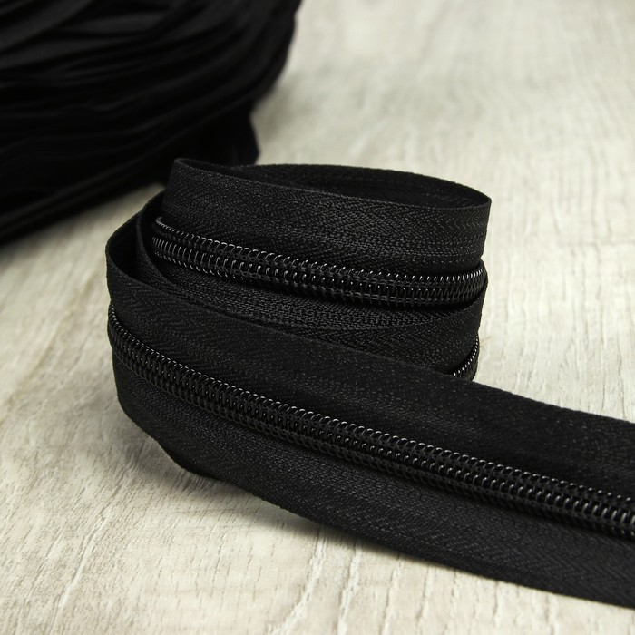 Молния рулонная, спираль, №5, 200м, цвет чёрный