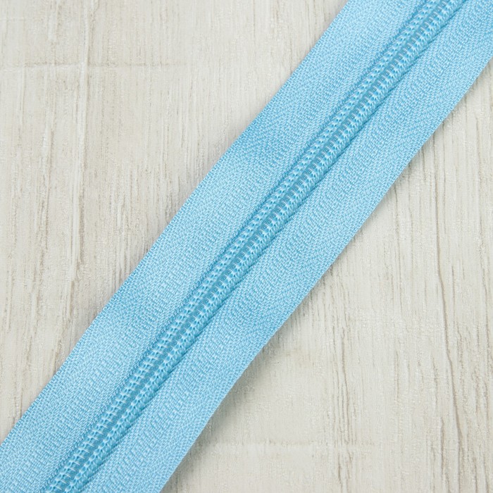 Молния рулонная, спираль, №5, 200м, цвет голубой