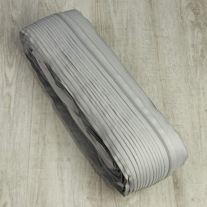 Молния рулонная, спираль, №5, 200м, цвет светло-серый