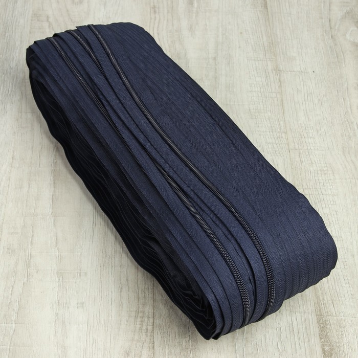 Молния рулонная, спираль, №7, 100м, цвет тёмно-синий