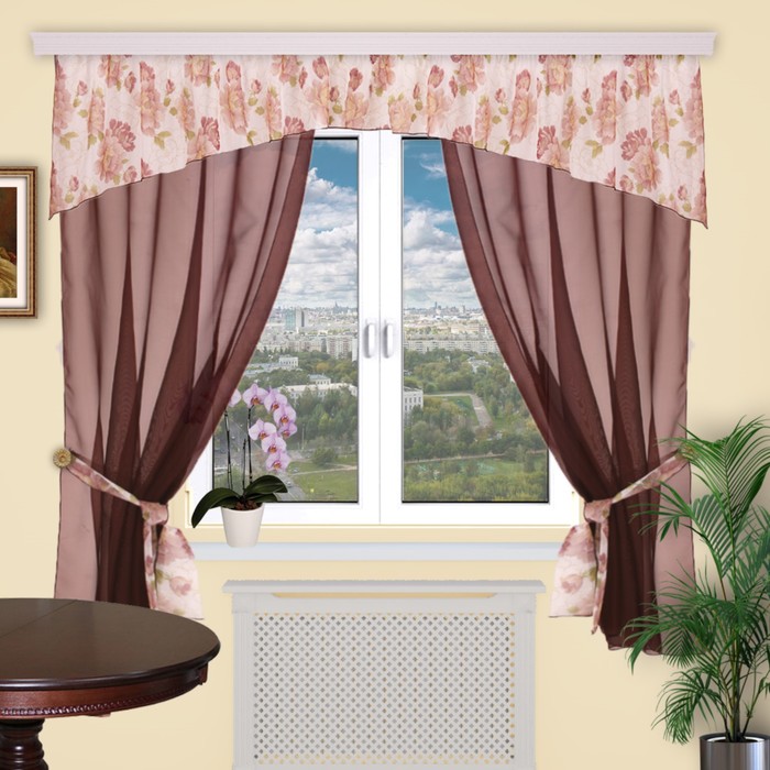 Шторы кухонные "Сказка", 150х200 см-2 шт., ламбрекен 500х70 см, цвет 08/2