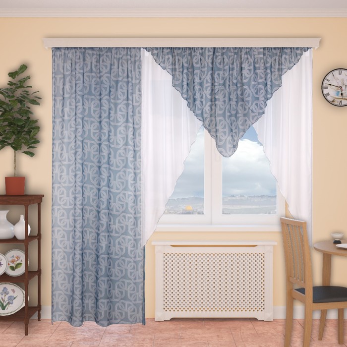 Шторы кухонные "Квартет", 140х250 см-1 шт., 290х160 см-1 шт., цвет 200