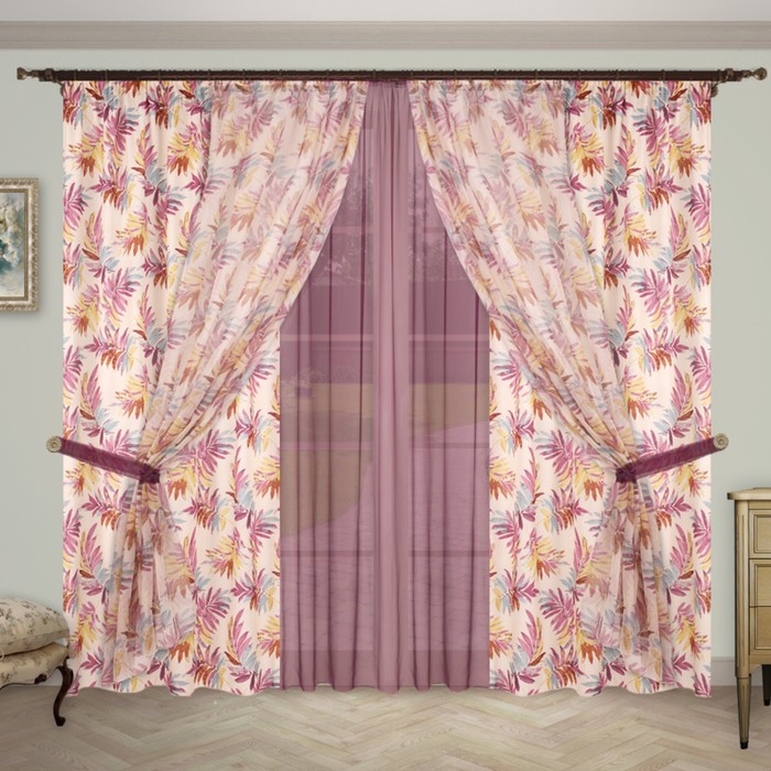 Шторы "Элегия", 140х270 см-6 шт., 2 подхвата, цвет 1308