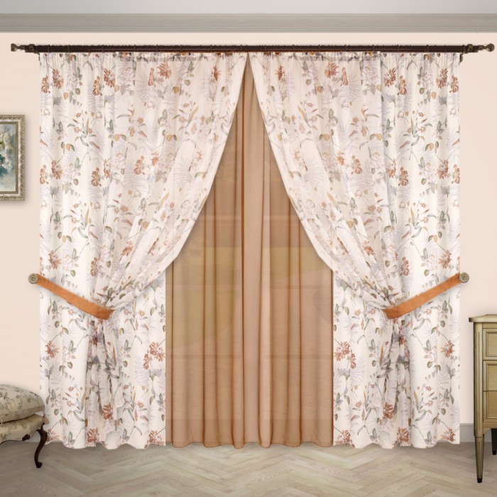 Шторы "Элегия", 140х270 см-6 шт., 2 подхвата, цвет 1302