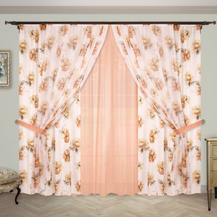 Шторы "Элегия", 140х270 см-6 шт., 2 подхвата, цвет 1298/2