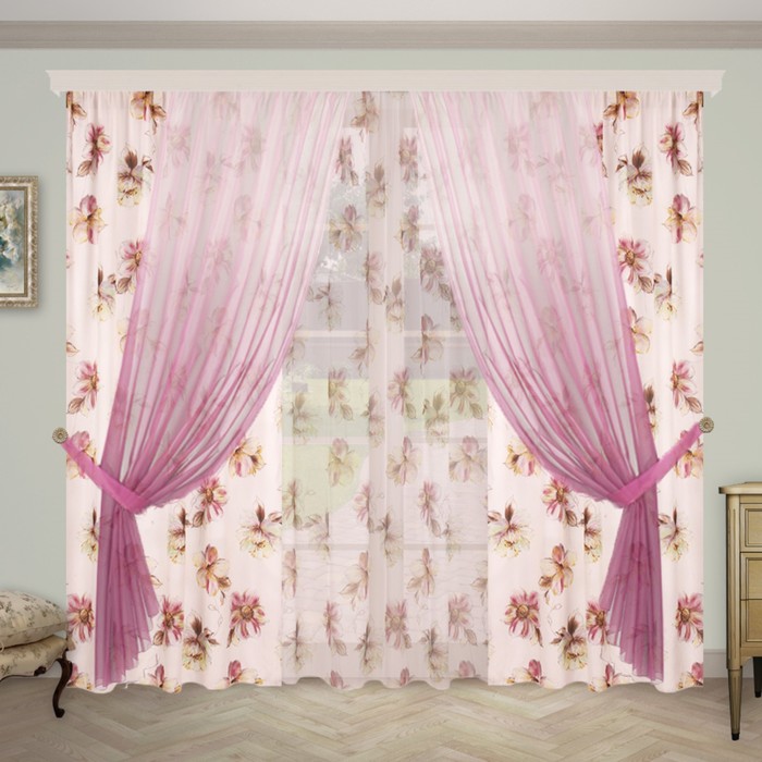 Шторы "Элегия плюс", 140х260 см-6 шт., 2 подхвата, цвет 1314