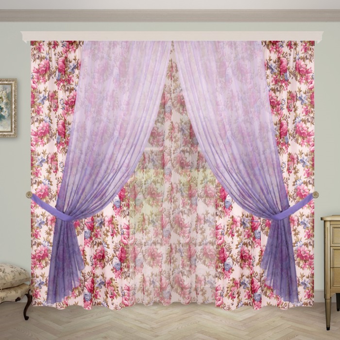 Шторы "Элегия плюс", 140х260 см-6 шт., 2 подхвата, цвет 1299