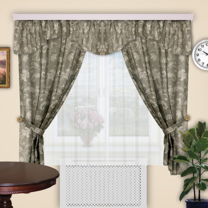 Шторы "Фантазия", 140х180 см-2 шт., 300х160 см-1 шт., ламбрекен 400х50 см, цвет 1095