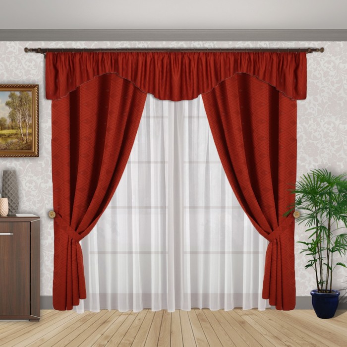 Шторы "Нежность", 150х260 см-2 шт., 300х260 см-1 шт., цвет 353