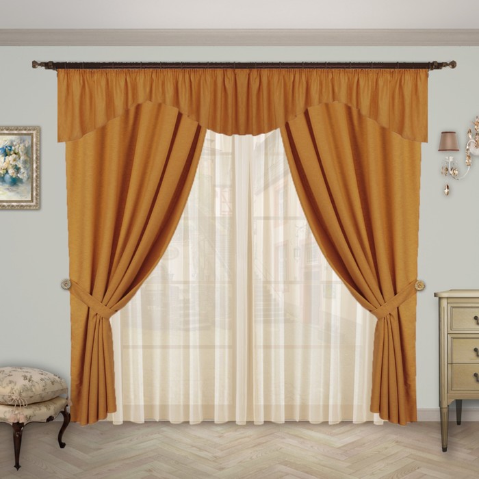 Шторы "Нежность", 150х260 см-2 шт., 300х260 см-1 шт., цвет 1219