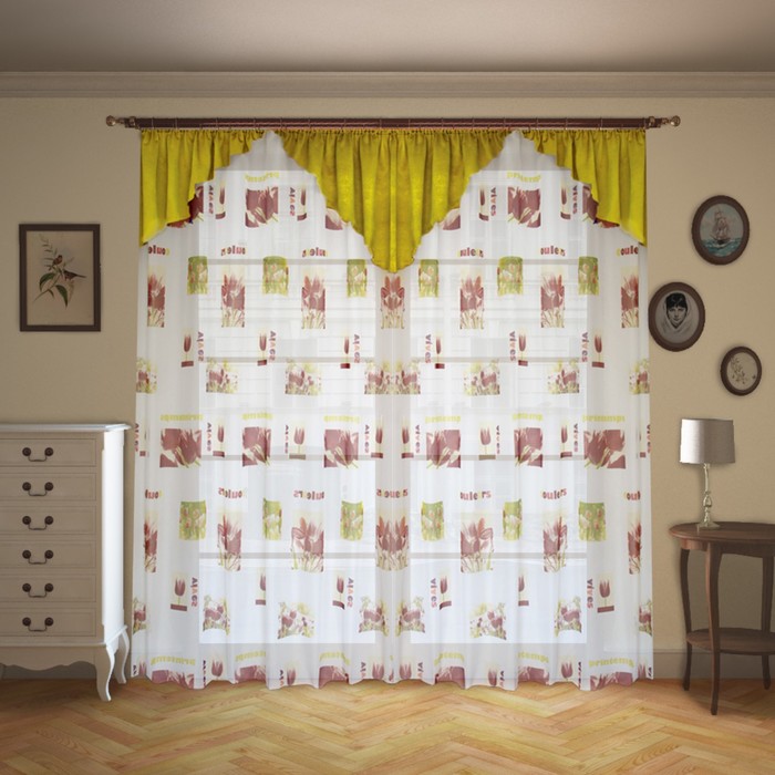 Шторы "Гармония", 400х260 см-1 шт., ламбрекен 700х90 см, цвет 169