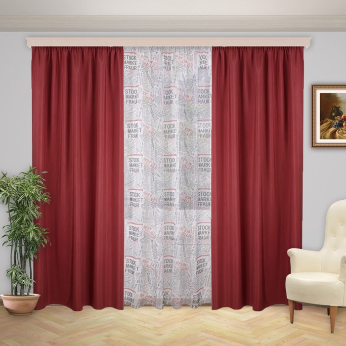 Шторы "Альянс Плюс", 150х260 см-2 шт., 300х260 см-1 шт., цвет 1354/1