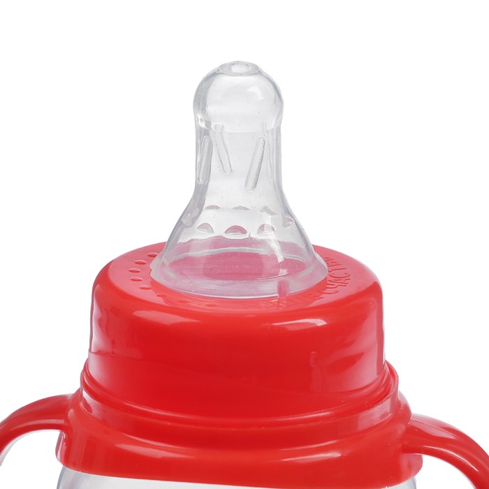 Бутылочка для кормления «Царевич» детская классическая, с ручками, 250 мл, от 0 мес., цвет красный
