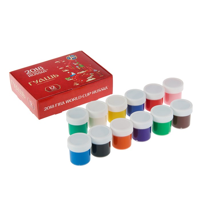 Гуашь 12 цветов по 20 мл «ЧМ по футболу 2018»