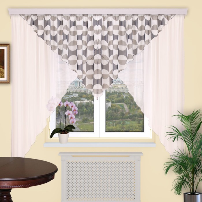 Штора кухонная "Уголок", 440х180 см-1 шт., цвет 207