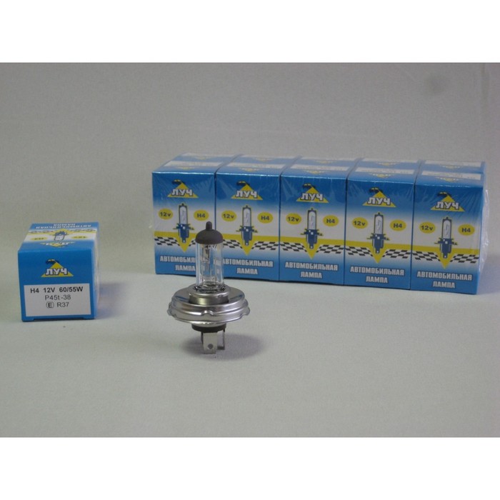 Галогенная лампа "ЛУЧ", H4, 12 В, P45t, 60/55 Вт