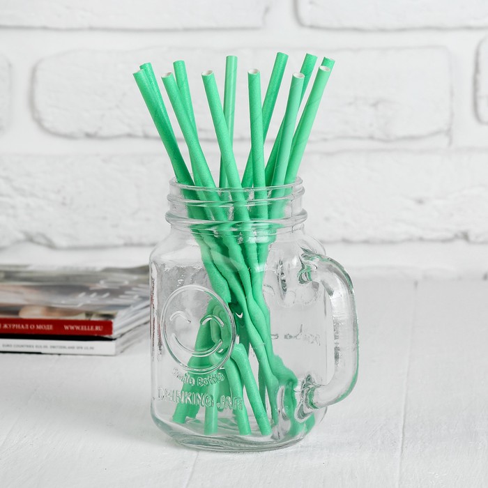 Трубочки для коктейля, цвет зелёный (набор 12 шт.)