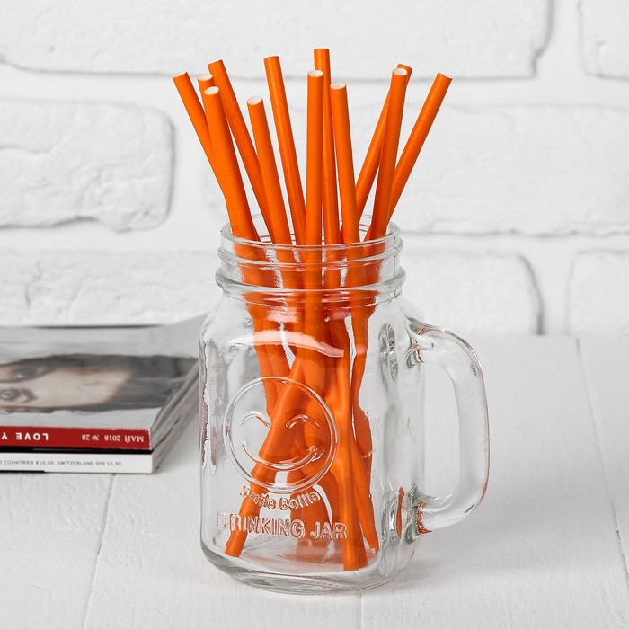 Трубочки для коктейля, цвет оранжевый (набор 12 шт.)