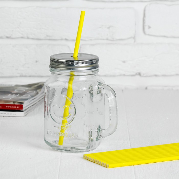 Трубочки для коктейля, цвет жёлтый (набор 12 шт.)