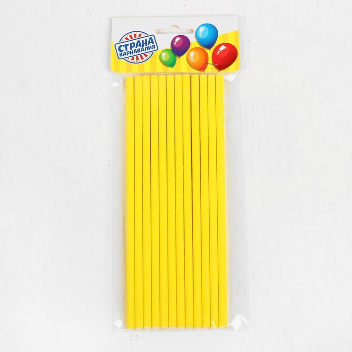 Трубочки для коктейля, цвет жёлтый (набор 12 шт.)