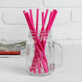 Трубочки для коктейля, набор 12 шт., цвет ярко-розовый Ош
