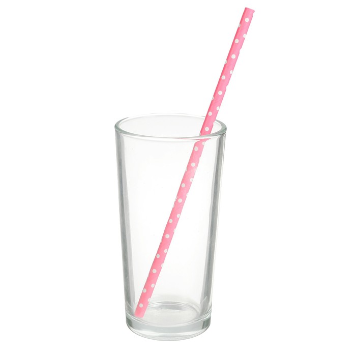Трубочки для коктейля "Горох", цвет ярко-розовый (набор 12 шт.)