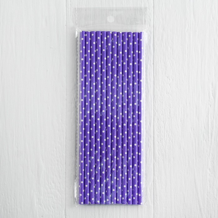 Трубочки для коктейля "Горох", цвет фиолетовый (набор 12 шт.)