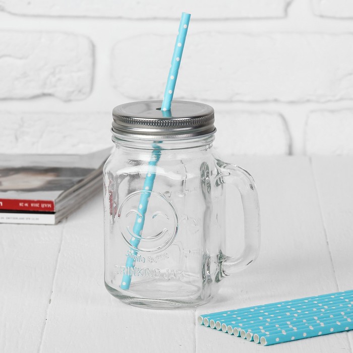 Трубочки для коктейля "Горох", цвет аквамарин (набор 12 шт.)