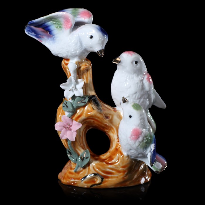 Сувенир керамика "Три птенца на цветущей ветке" 13х11,5х7 см