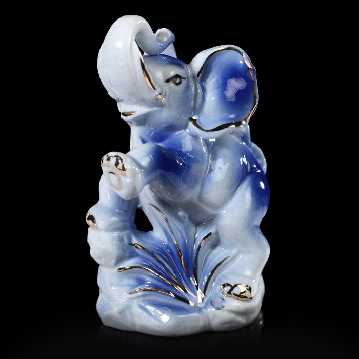 Сувенир керамика "Слон на дыбах" синий 12,5х10х7,5 см
