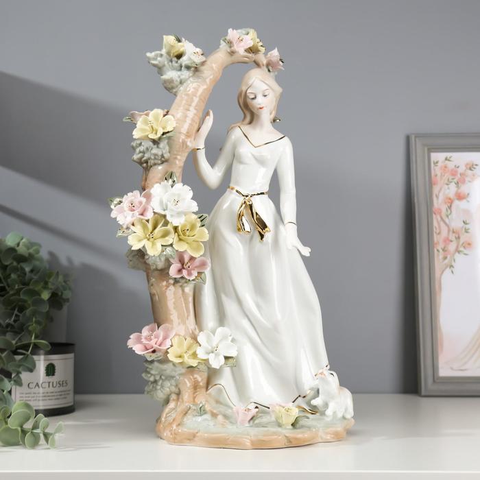 Сувенир керамика "Девушка у цветочного дерева" 40,5х20х20 см