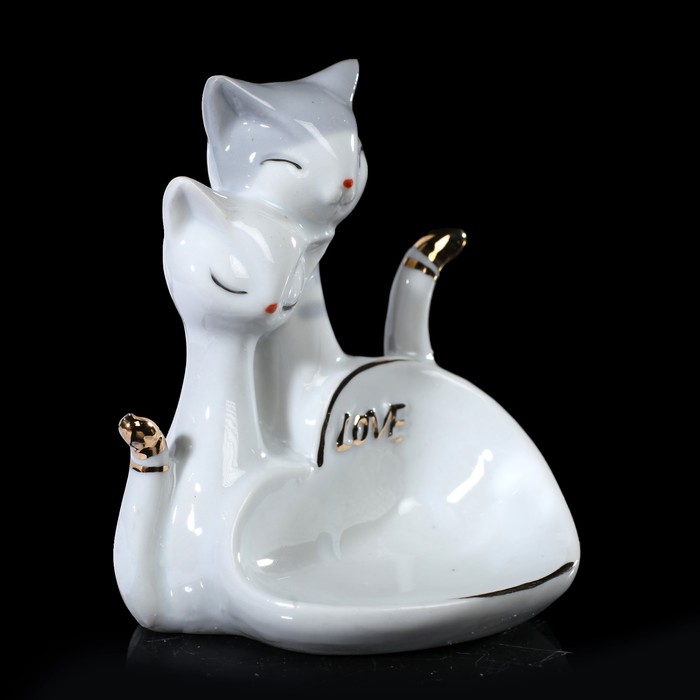 Сувенир керамика подставка для колец "Спящие кошечки" 9,5х8х7 см