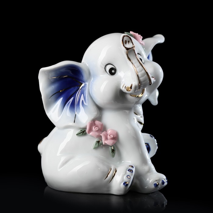 Сувенир керамика "Белый слонёнок с цветочками" МИКС 15,5х14х10,3 см
