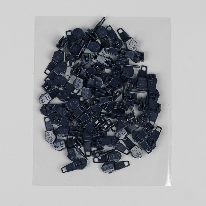 Замок полуавтоматический, со стопором к молнии, спираль, № 5, цвет тёмно-синий