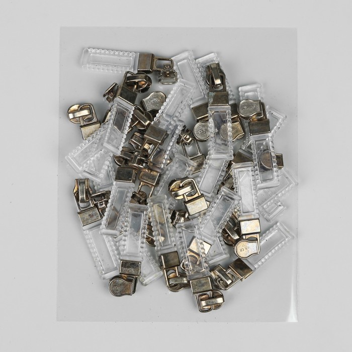 Замок автоматический, декоративный, к молнии, спираль, № 5, цвет никель