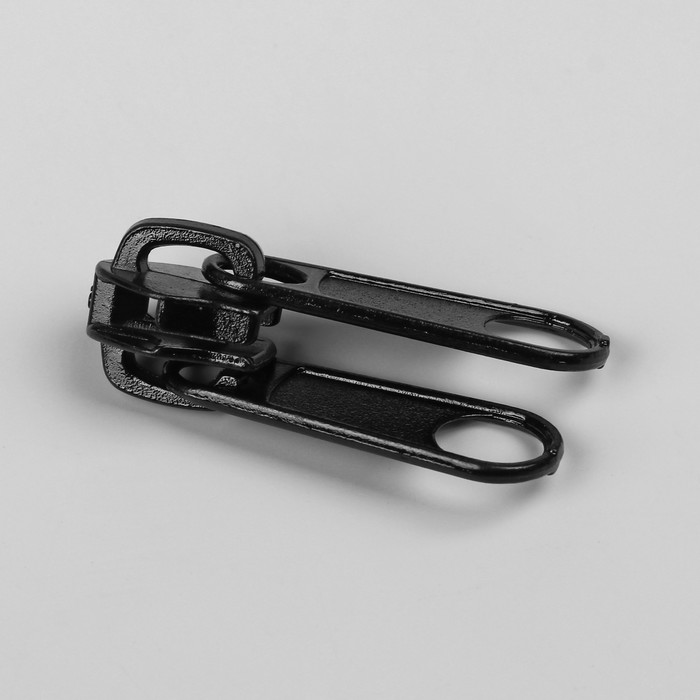 Замок галантерейный, два язычка, к молнии, спираль, №5, цвет чёрный