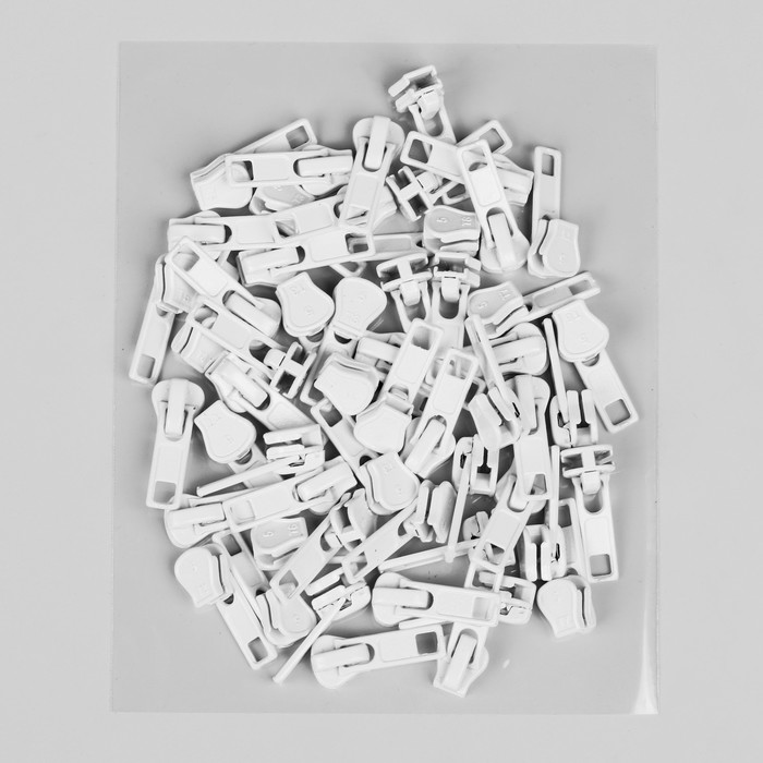 Замок автоматический, к молнии, трактор, №5, цвет белый