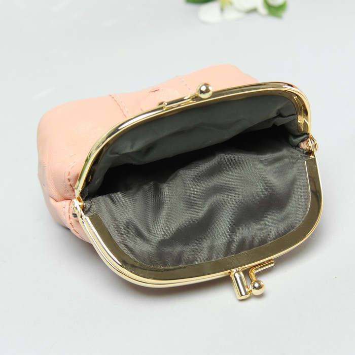 Косметичка-фермуар, натуральная кожа, 2 отдел на фермуаре, цвет пудра