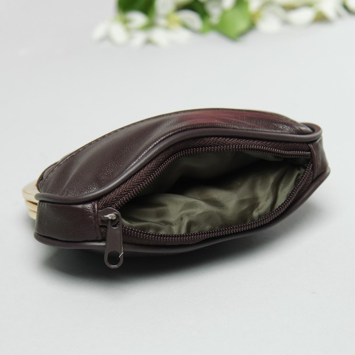 Косметичка-фермуар, натуральная кожа, 2 отдел на фермуаре, наружный карман, цвет чёрный