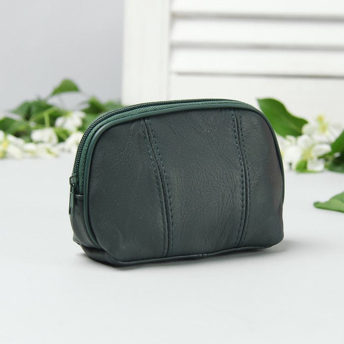 Косметичка простая, 1 отдел на молнии, цвет зелёный