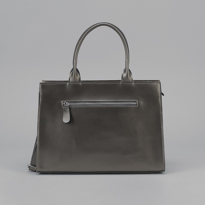 Сумка женская, отдел с перегородкой на молнии, наружный карман, длинный ремень, цвет серый перламутровый