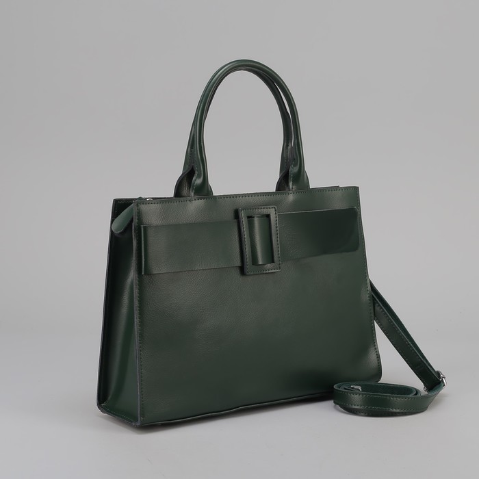 Сумка женская, отдел с перегородкой на молнии, наружный карман, длинный ремень, цвет зелёный