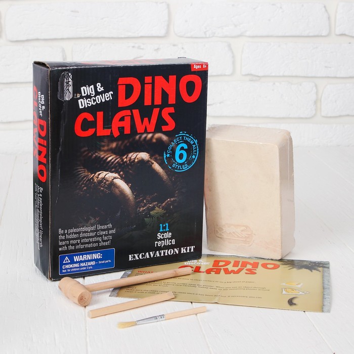 Набор археолога серия коготь динозавра "Велоцираптор" + молоток, долото, кисть