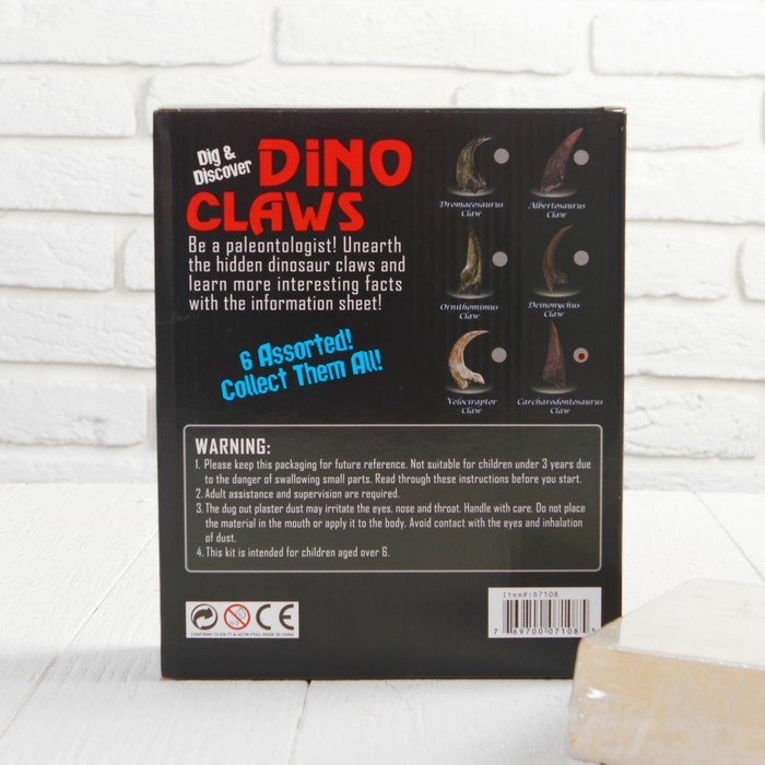 Набор археолога серия коготь динозавра "Велоцираптор" + молоток, долото, кисть