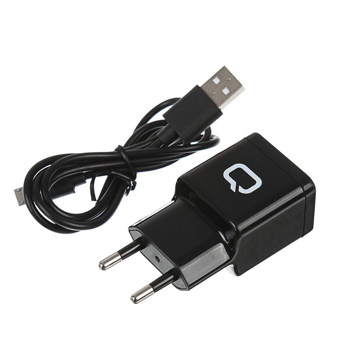 Зарядное устройство Qumo Energy, 2 USB, 3.1А, micro USB кабель