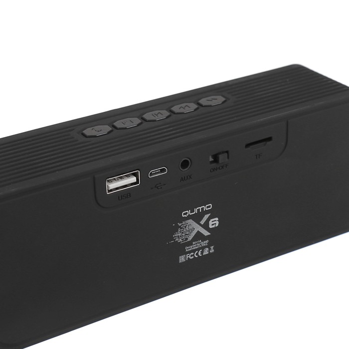 Колонка беспроводная Qumo X6 BT006, Bluetooth, 6 Вт, черная