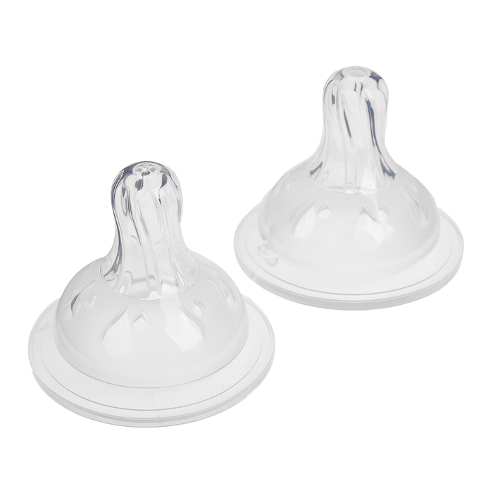 Соски силиконовые, широкое горло, набор 2 шт. + контейнер, цвет фиолетовый